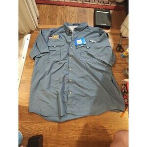 Columbia Bahama PFG Omni Shade Men Fishing Shirt XXL Short Sleeve Vented Blue